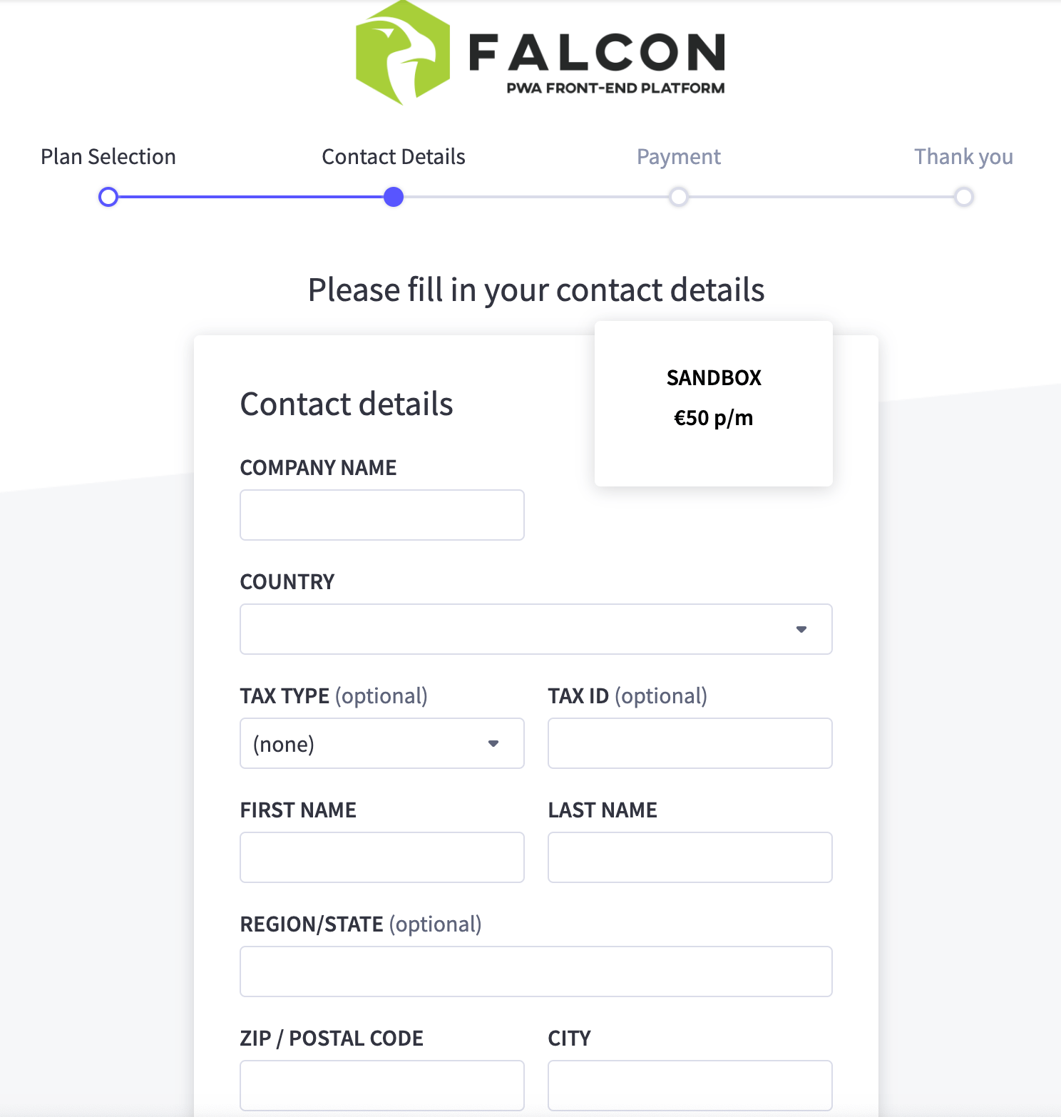 Falcon Platform personal details